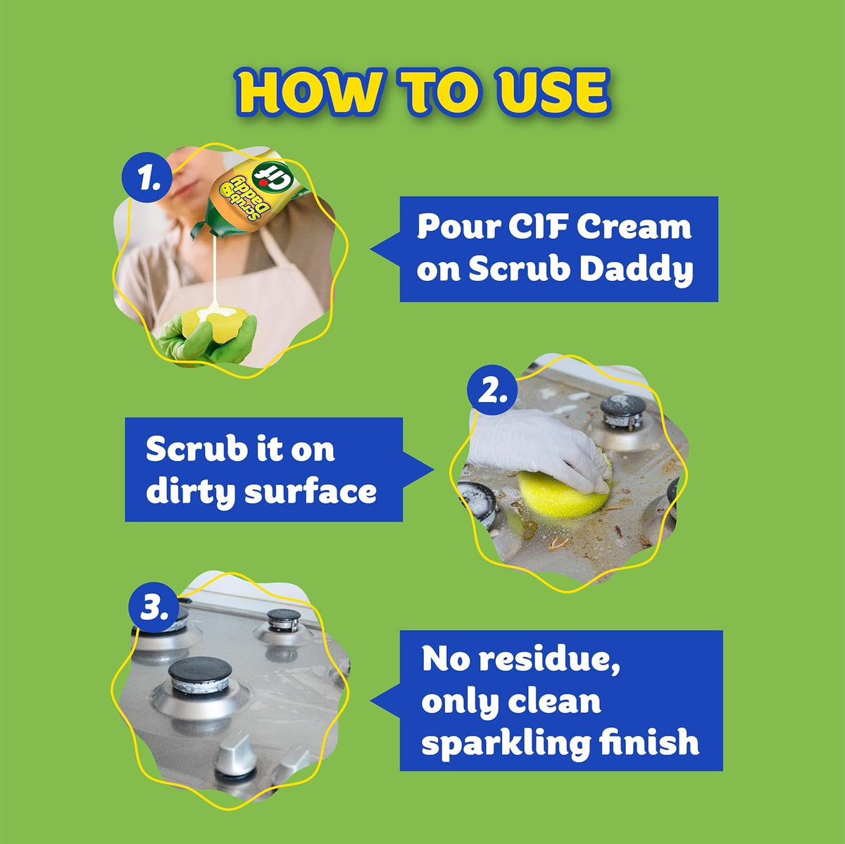 Scrub Daddy Cif Cream All Purpose Cleaner, Lemon - Multi Surface Household Cleaning Cream for