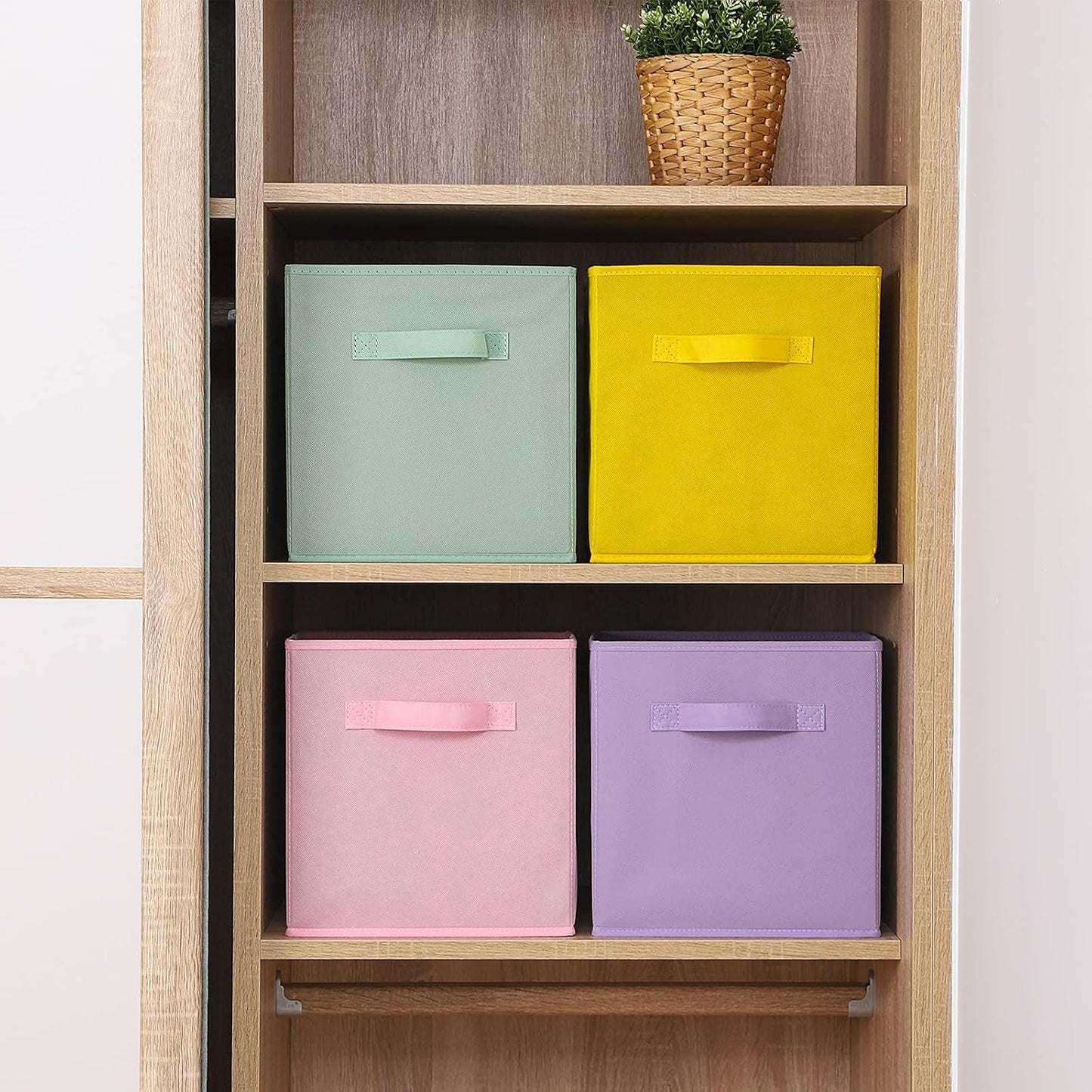 Stero 13x13x13 Inch Fabric Storage Bins 6 Pack Fun Colored Durable Storage Cubes with Handles