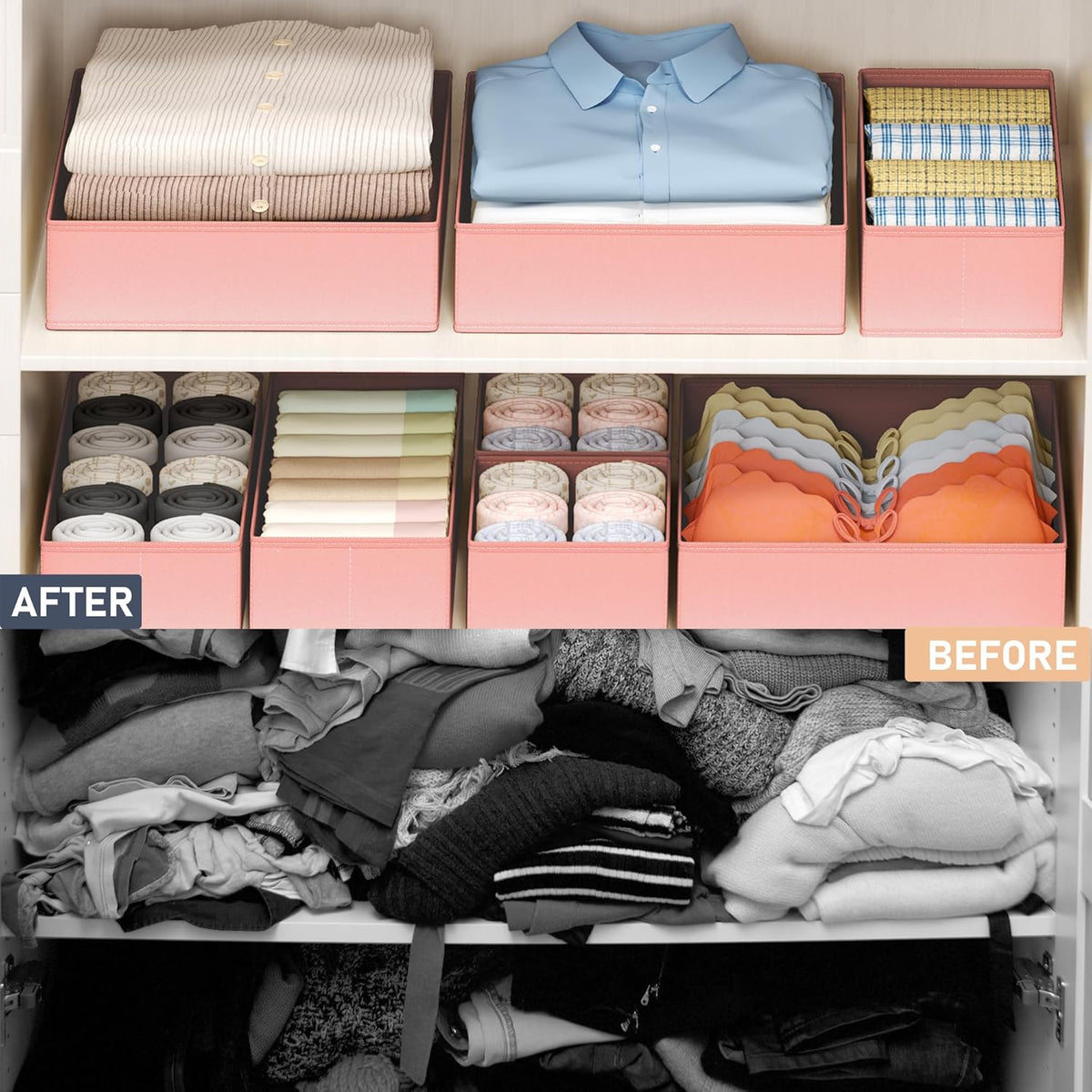 DIMJ Drawer Organizer Clothes - 16 Pack Baby Dresser Organizer for Nursery, Foldable Drawer