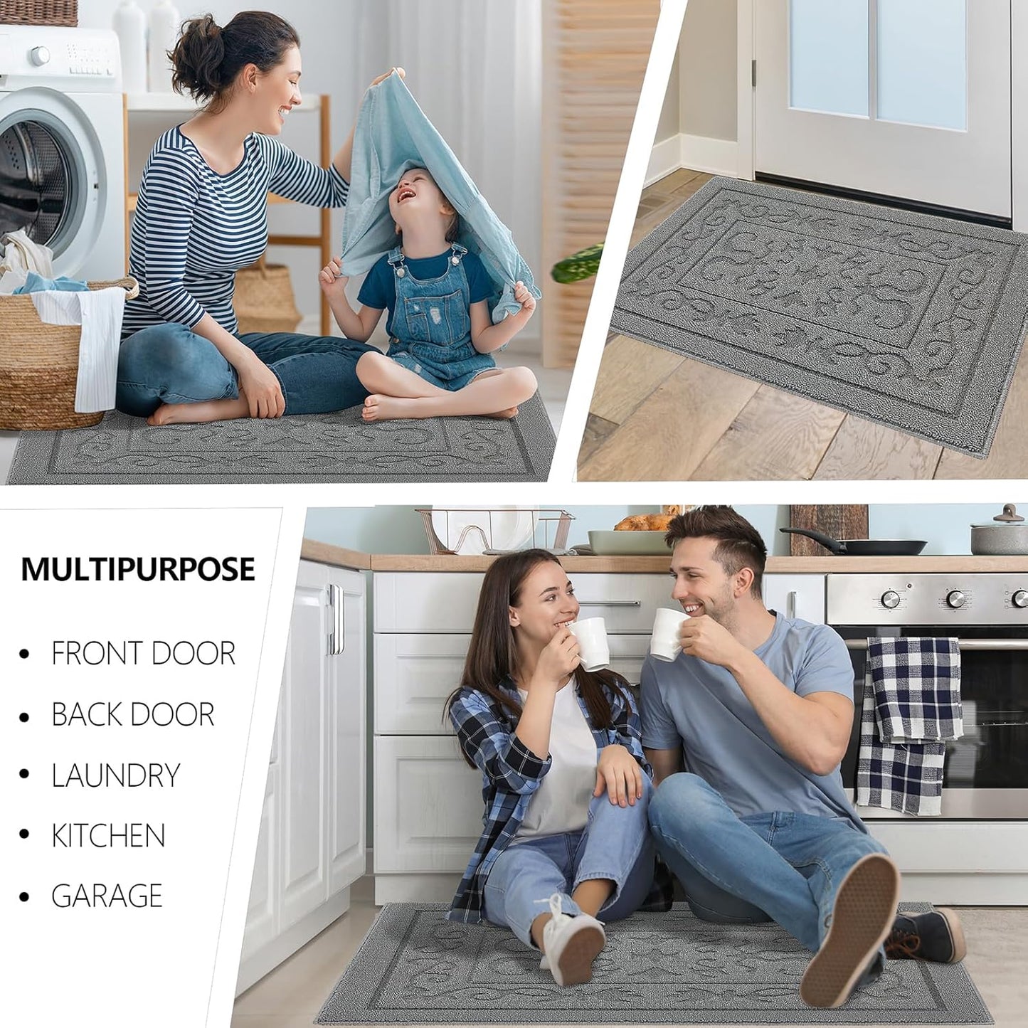 FONEYI Indoor Door Mat 32" x 40", Dirt Trapper Door Mats Non-Slip Entryway Rugs Washable, Absorbent