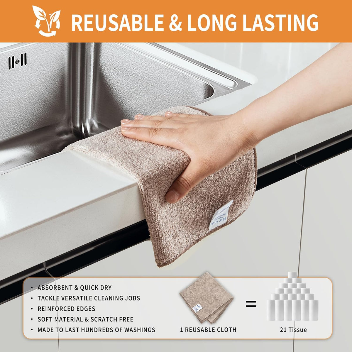 MR.SIGA Microfiber Cleaning Cloths, All-Purpose Surface Microfiber Towels, Streak Free Cleaning