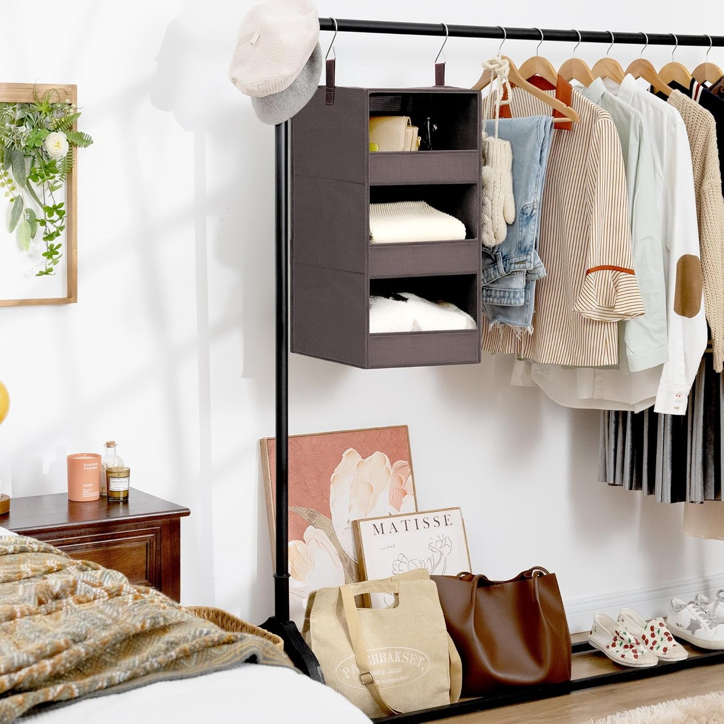 GRANNY SAYS 3-Shelf Closet Organizers and Storage, Foldable Hanging Closet Organizer, Hanging