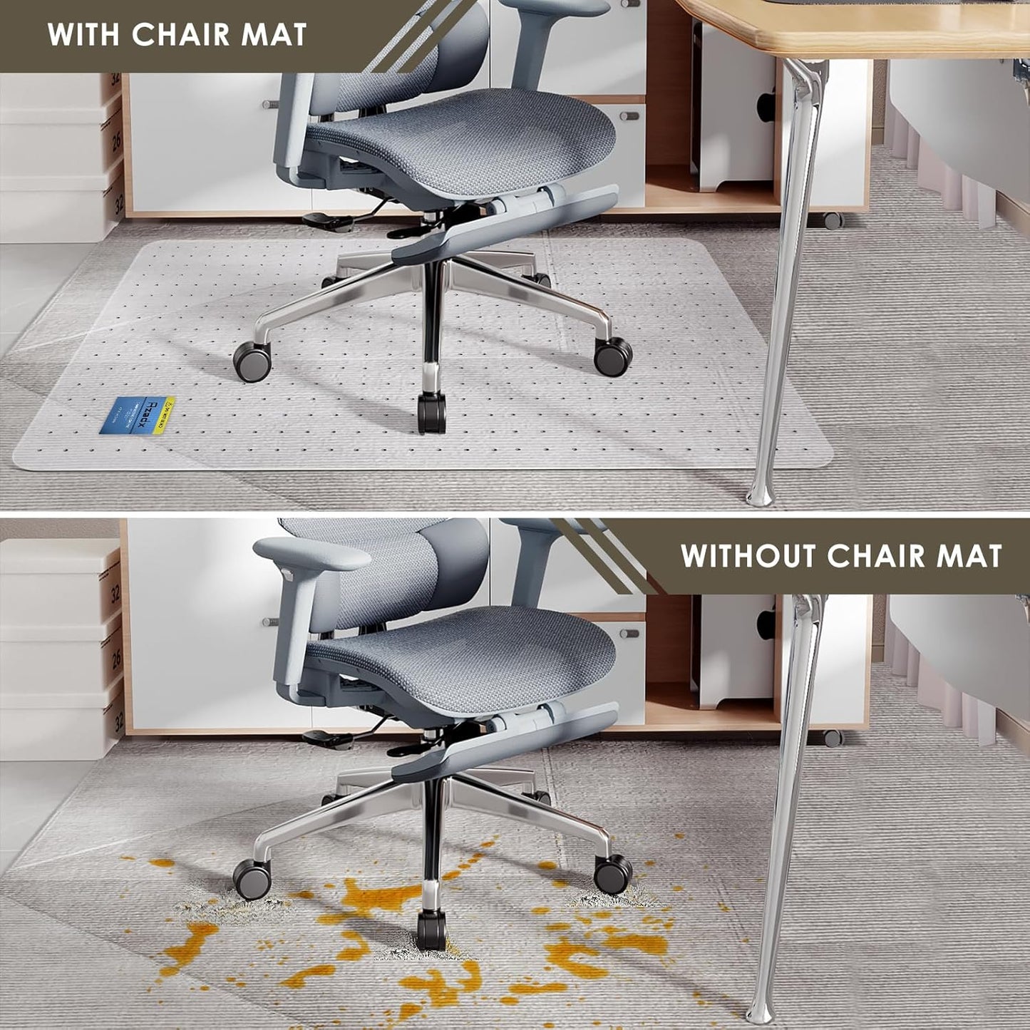 Azadx Heavy Duty Office Chair Mat for Carpet 51" x 63" Hard Material Chair Mat for Carpeted Floor