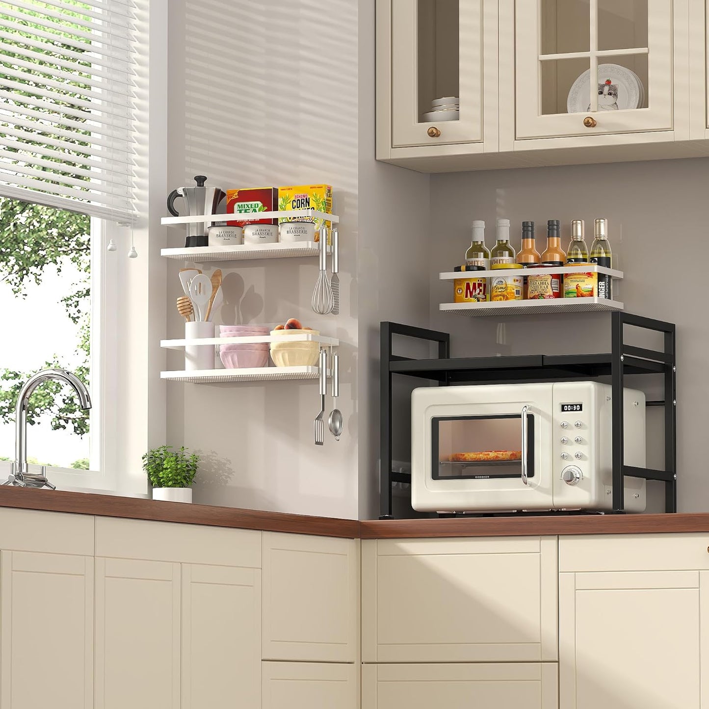 PUSDON Hanging Storage Baskets Organizer Wall Mount, Metal Wire Storage Bin Rack for Kitchen