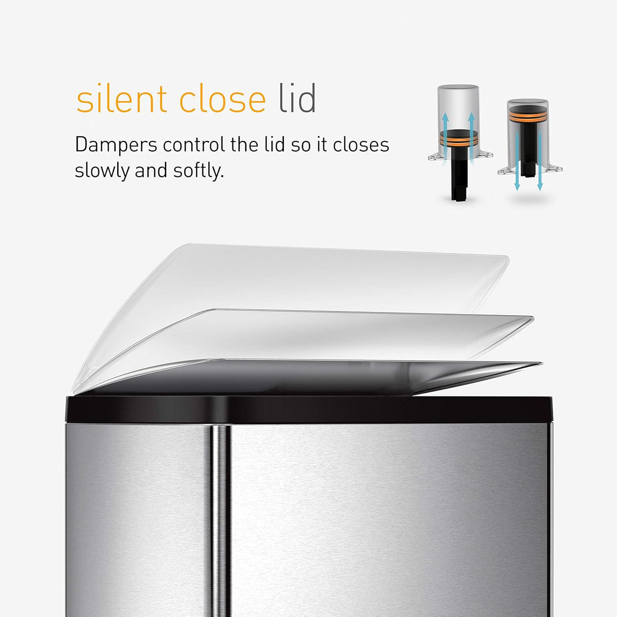 simplehuman Rectangular Dual Compartment Recycling Kitchen Step Trash Can, 46 Liter, Brushed