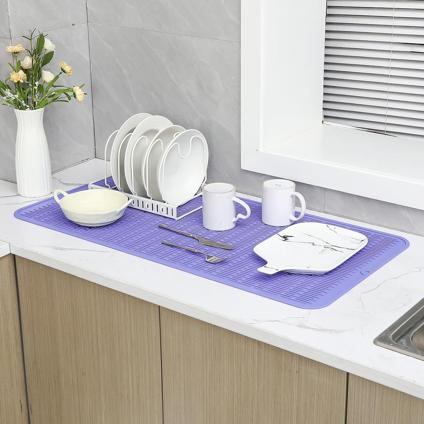 Silicone Dish Drying Mat for Multiple Usage,Easy clean,Eco-friendly,Heat-resistant Silicone Mat for