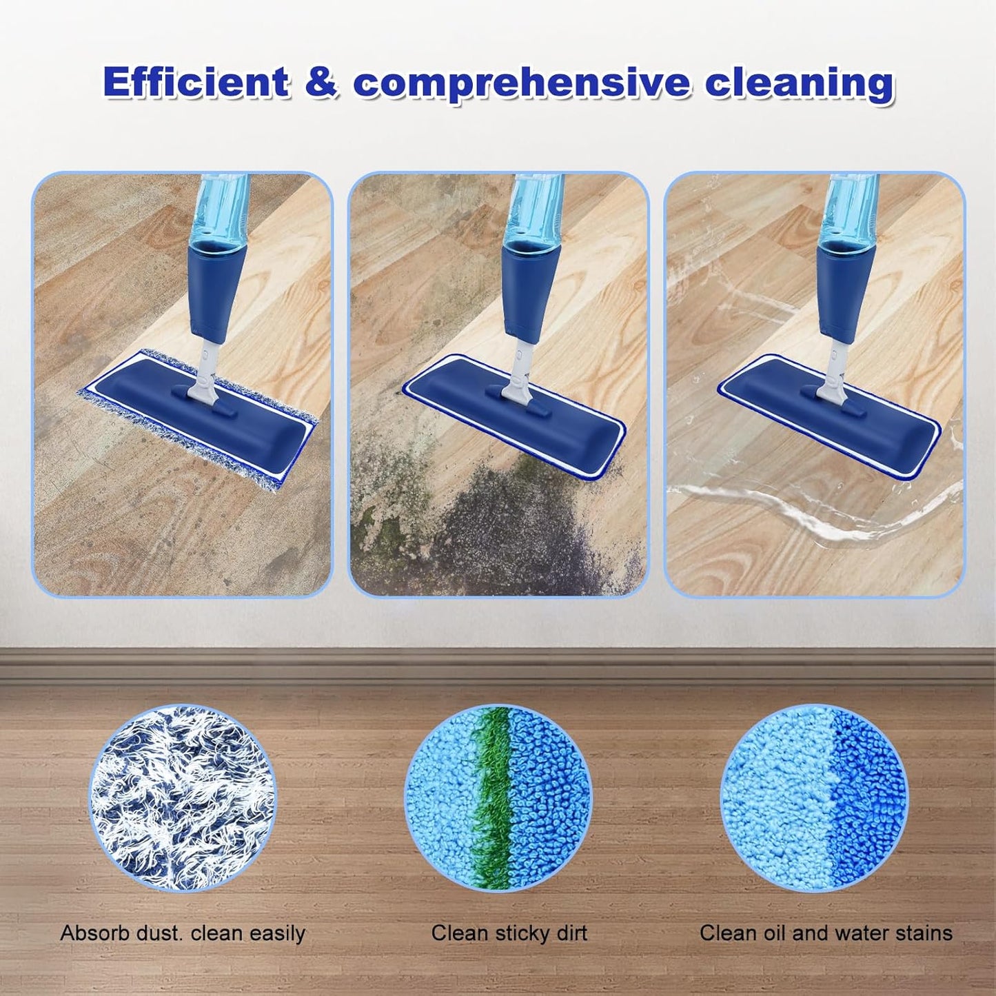 6 Pack Microfiber Cleaning Replacement Pad for Bona Mop,Washable Reusable Microfiber Cleaning Mop
