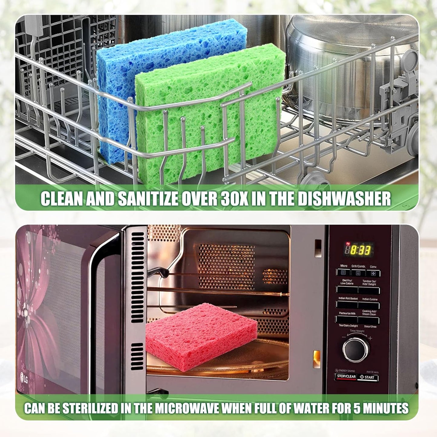 12 Counts Multipurpose Kitchen Sponges Pack Compostable Biodegradable Compressed Cellulose Sponges