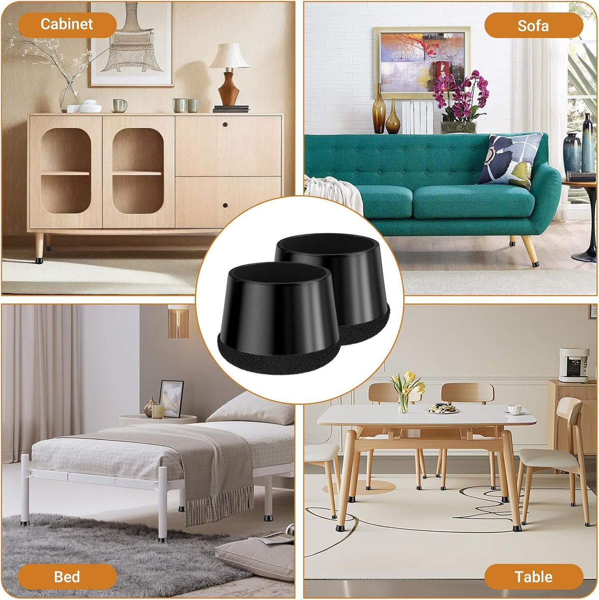 Meldel 24 PCS Silicone Chair Leg Floor Protectors Large (1.2"-1.4") Rubber Felt Furniture Pads