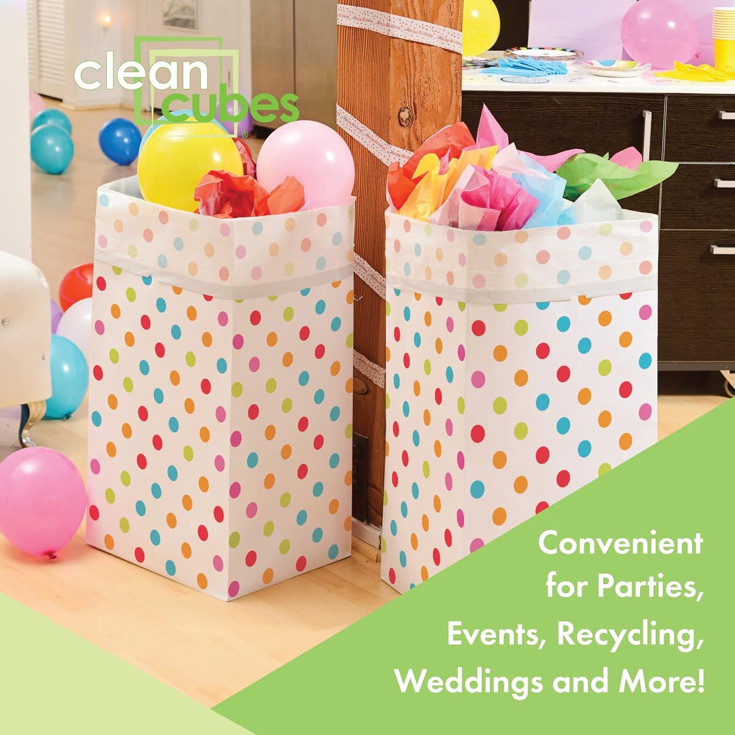 30 Gallon Disposable Pop-Up Trash Cans (3-Pack) with Fitted Bags – Foldable Garbage & Recycling
