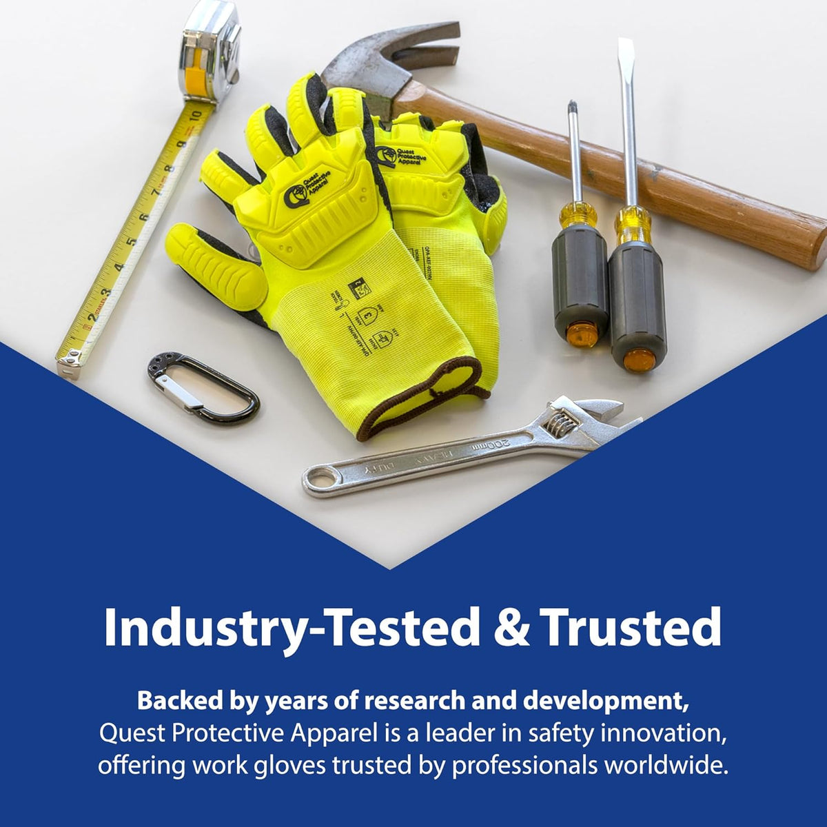 Quest Protective Apparel - High Visibility Cut Resistant Work Gloves - Puncture Resistant Safety