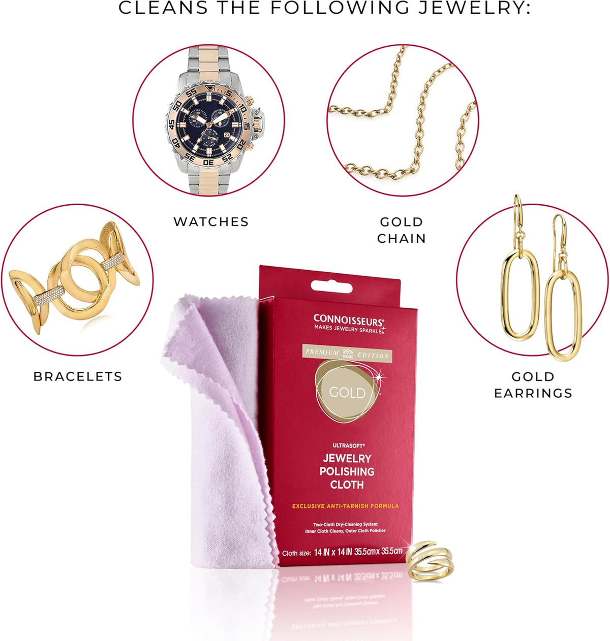 CONNOISSEURS Premium Edition Extra Large Polishing Cloth Bundle for Silver & Gold Jewelry