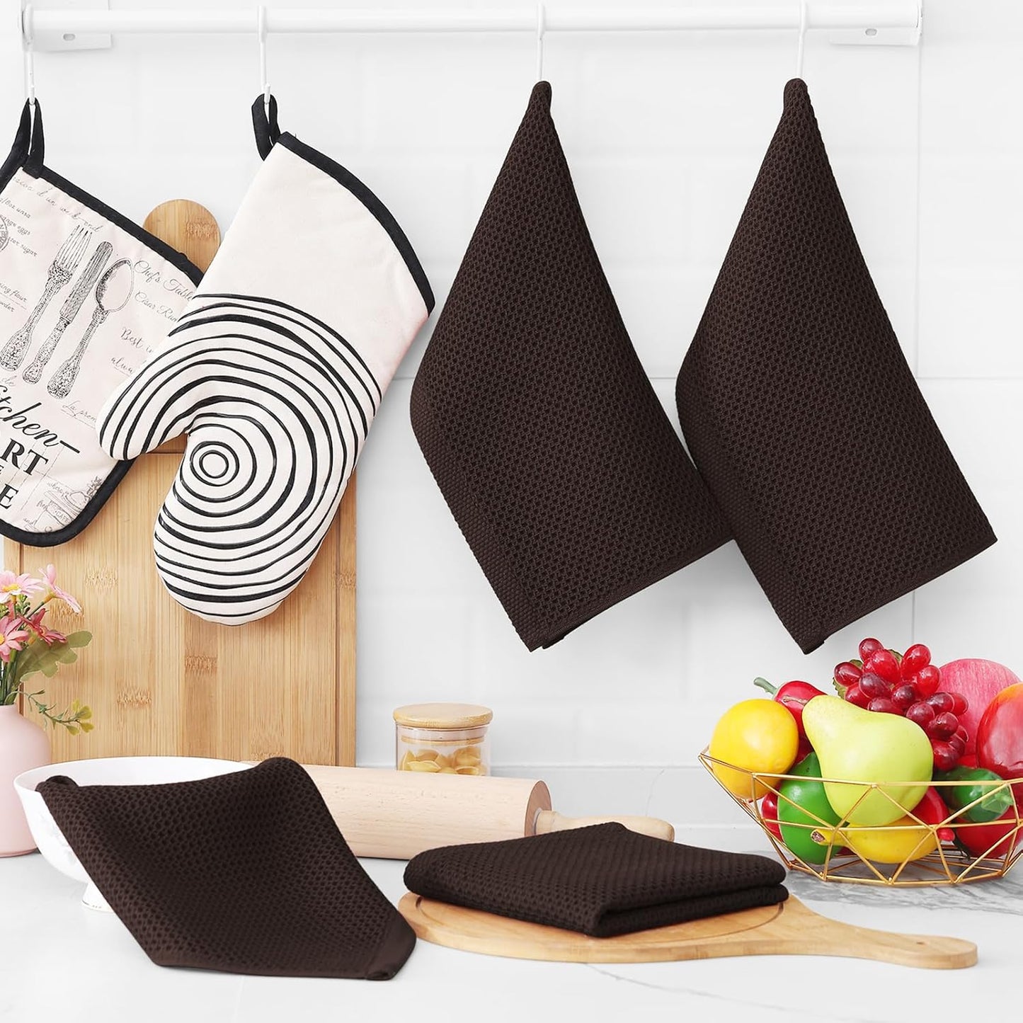 Homaxy 100% Cotton Waffle Weave Kitchen Dish Cloths, Ultra Soft Absorbent Quick Drying Dish Towels