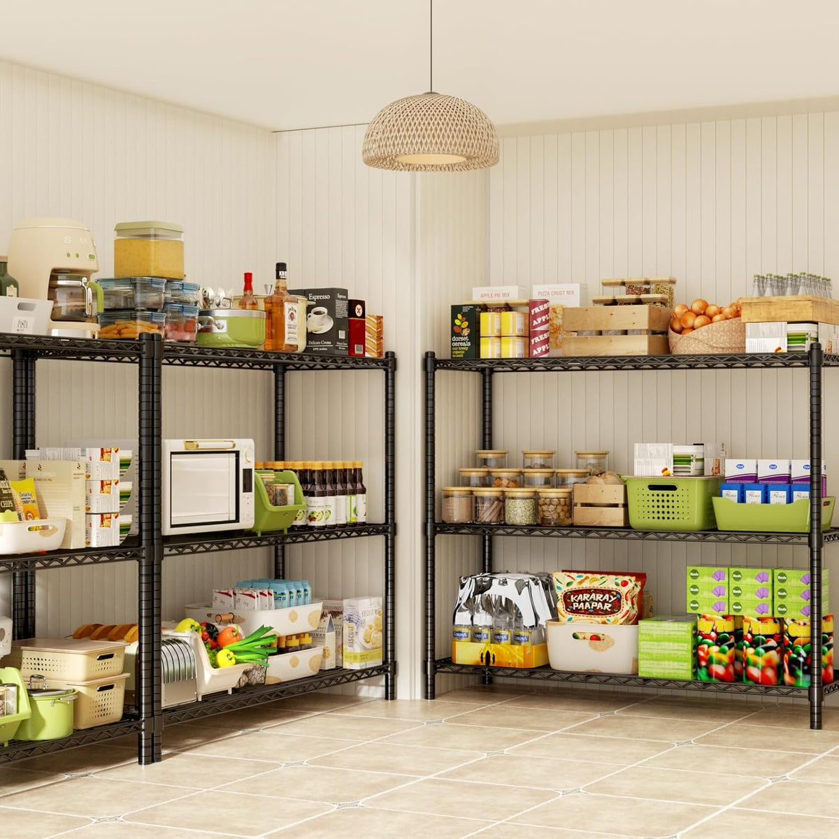 Storage Shelves, 2 PCS 48" L x 20" W x 47" H Heavy Duty Garage Wire Shelving Unit Loads 1200LBS