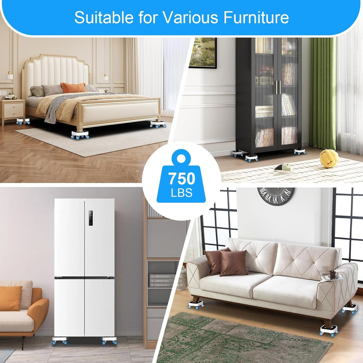 New Upgrade Furniture Sliders, Furniture Movers with Wheels, Furniture Dolly with 360° Rotatable