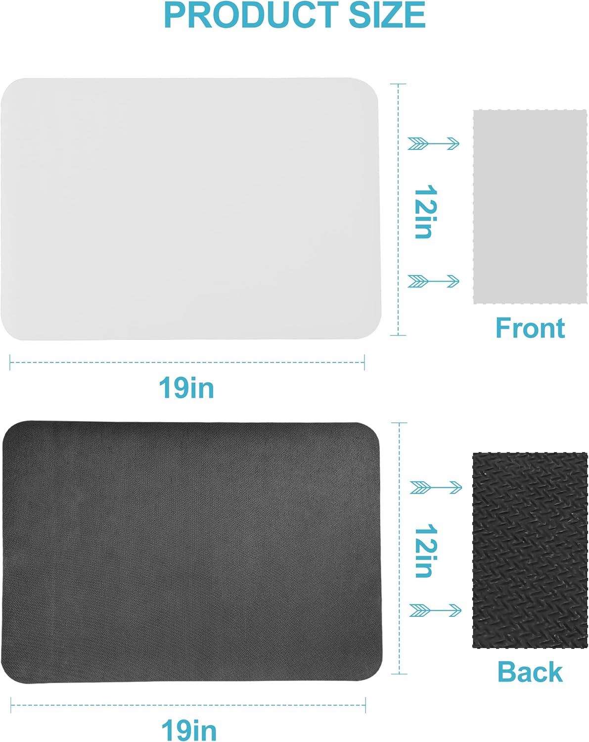 Dish Drying Mat for Kitchen Counter, 12"x19" Dish Drying Pad with Non-slip Rubber Backed, Hide