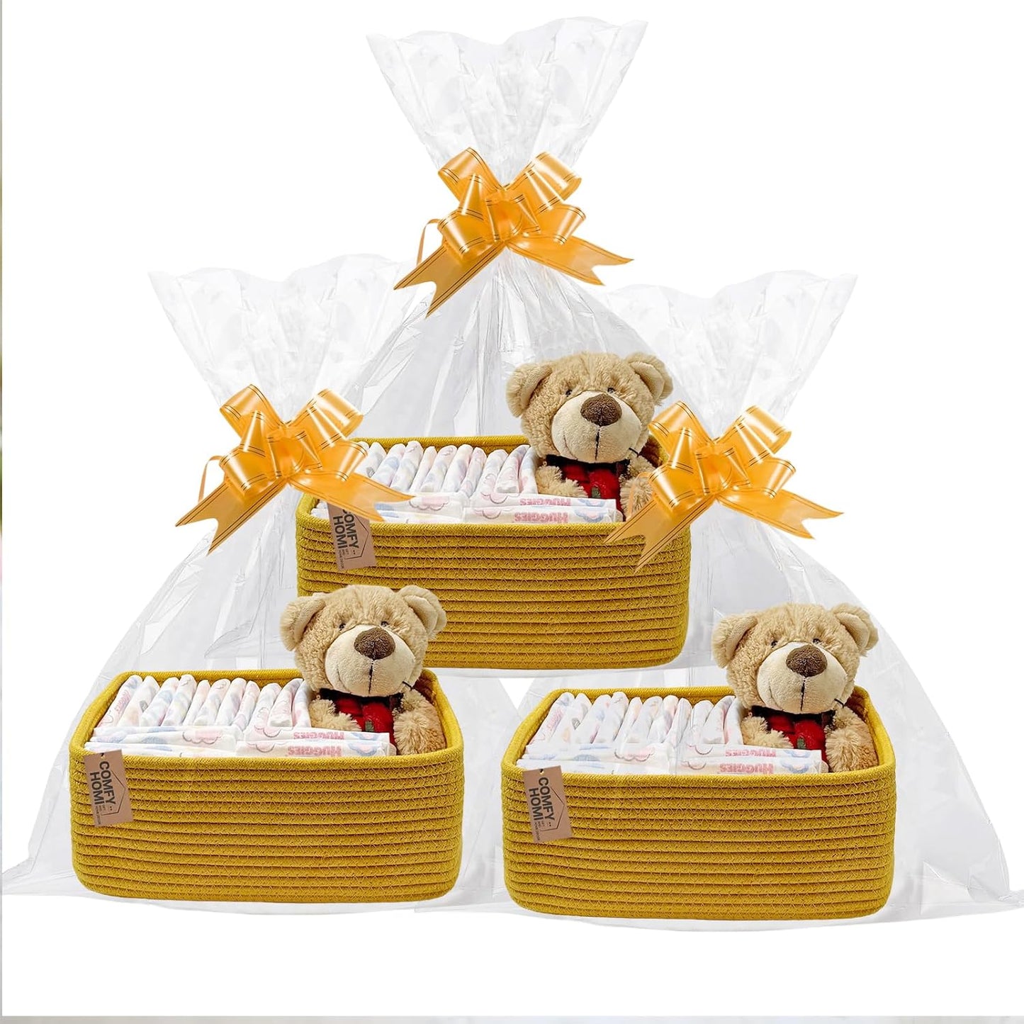 COMFY-HOMI 13" x 8.5" x 5.1" Storage Baskets for Organizing | Cotton Rope Woven Basket | Toy