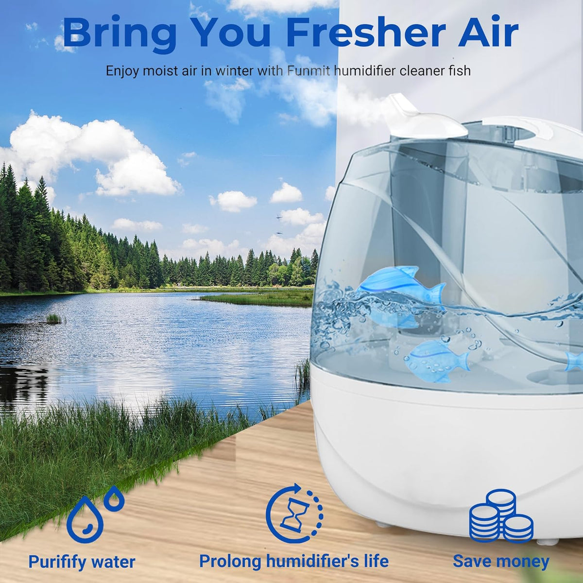 Funmit 6 Pack Universal Humidifier Cleaner Fish Compatible with Almost All Humidifiers and Fish
