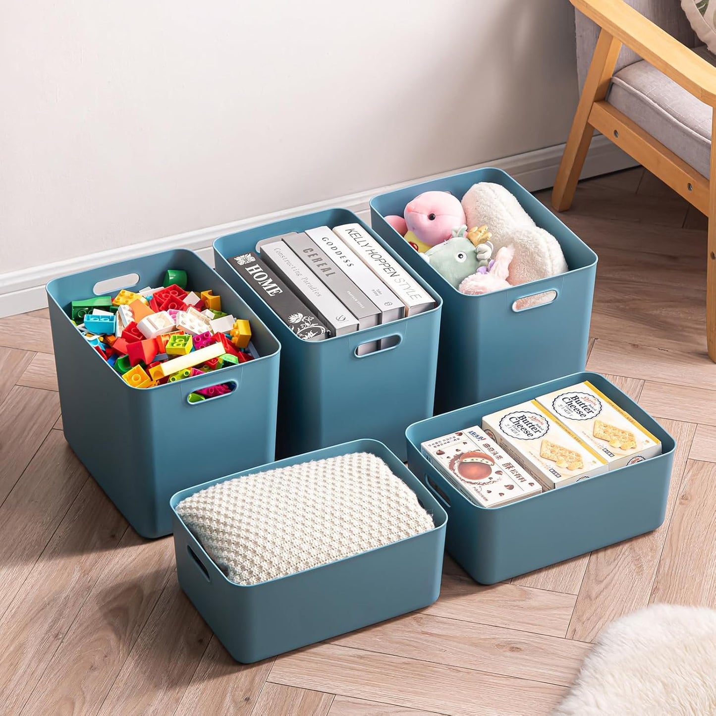 Plastic Storage Bins with lids,Storage Baskets,Container with handle,Storage Organizer Bins for