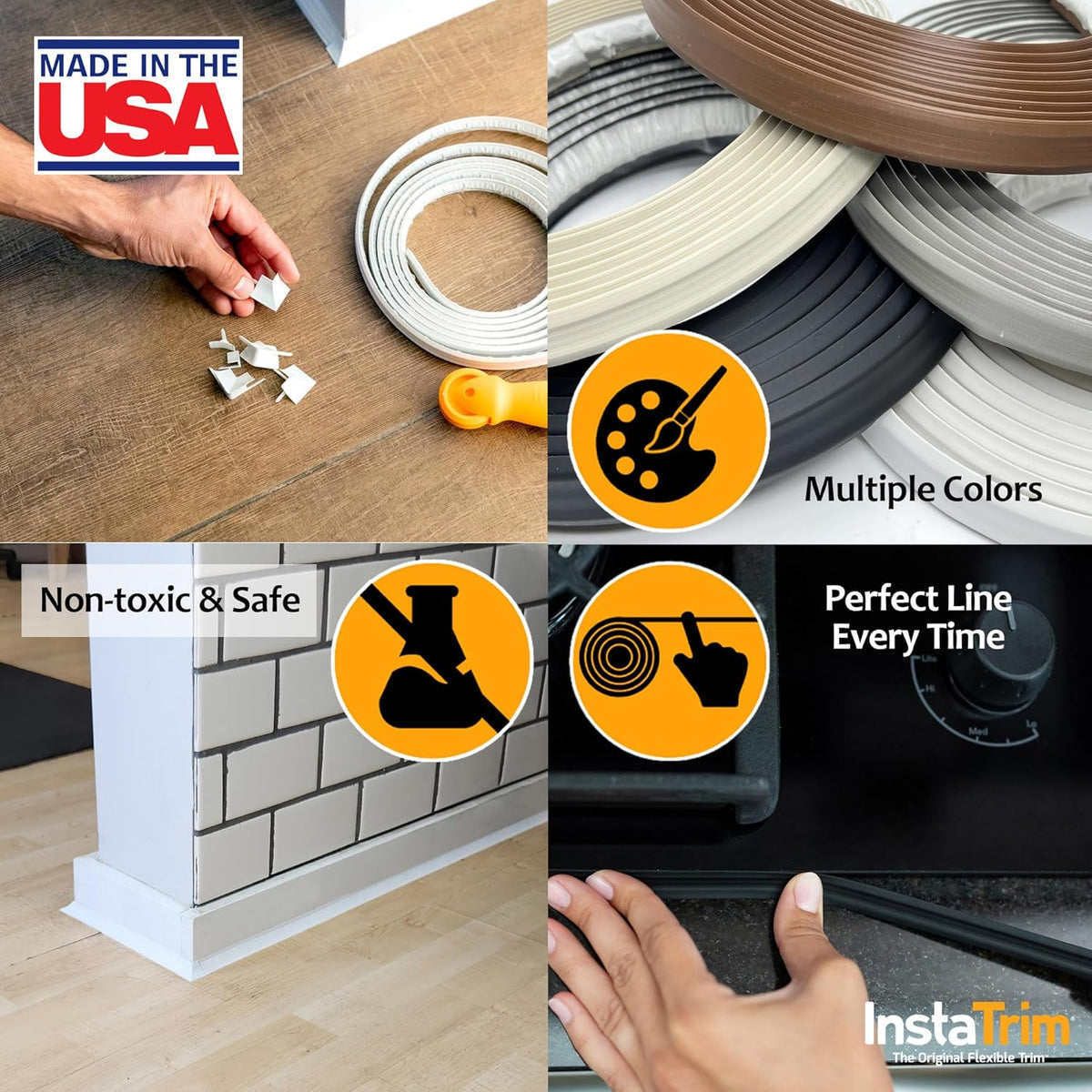 InstaTrim Black New & Improved Caulk Trim, 1/2" by 10', 2-Pack, Flexible, Waterproof for Bathroom