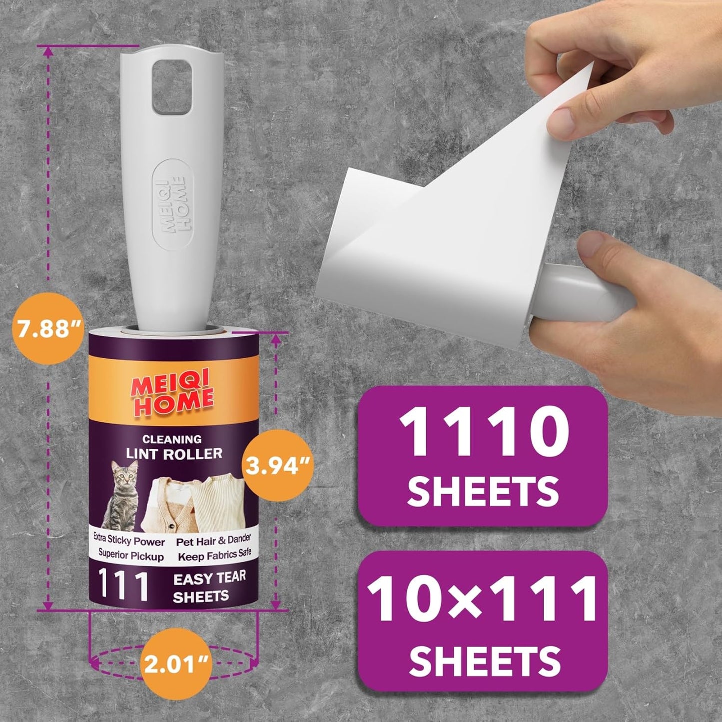 MEIQIHOME Lint Rollers for Pet Hair Extra Sticky, 1110 Sheets Mega Value Set Lint Roller with 5