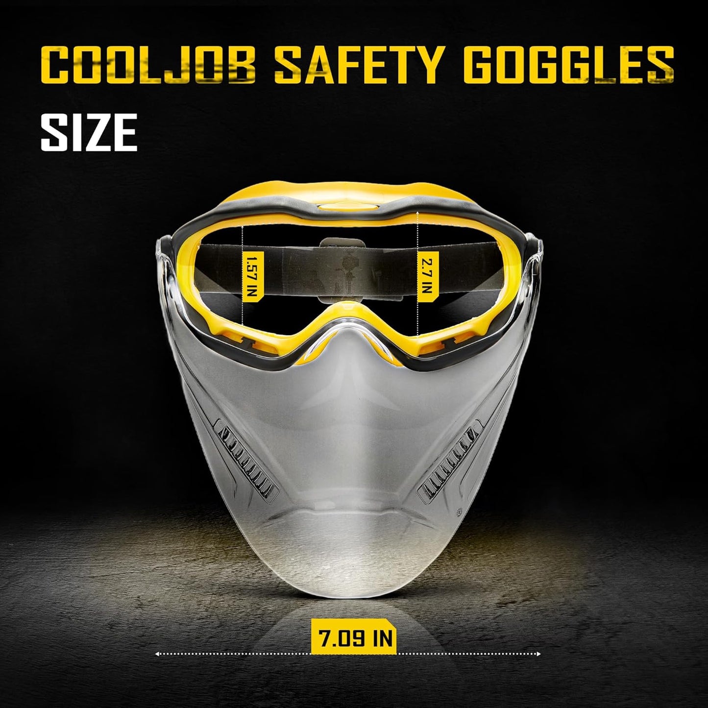 COOLJOB Safety Goggles Over Glasses with Anti-Fog Clear Lens, ANSI Z87.1 Impact Resistance and UV