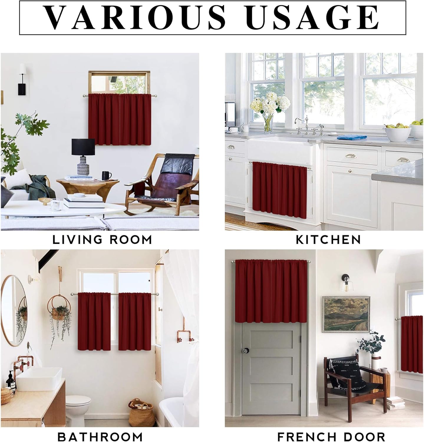 RYB HOME Short Curtains for Living Room Blackout Portable Blinds Shades for Bedroom Bathroom