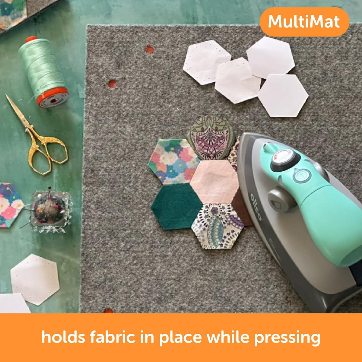 oliso MultiMat Wool Pressing Pad – 100% New Zealand Wool, 14" x 14", ½" Thick – Ideal for Quilting