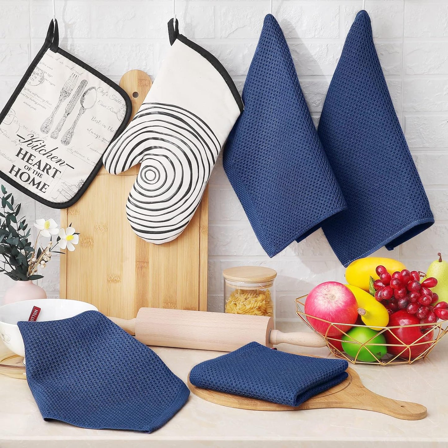 Homaxy 100% Cotton Waffle Weave Kitchen Dish Cloths, Ultra Soft Absorbent Quick Drying Dish Towels