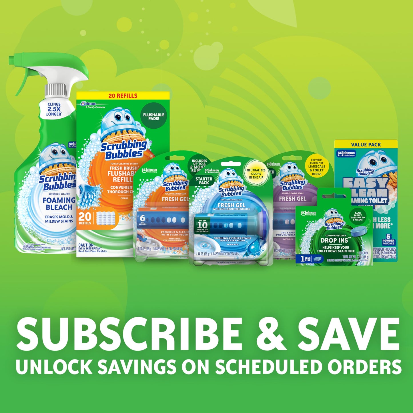 Scrubbing Bubbles Continuous Clean Toilet Drop-Ins, Automatic Blue Toilet Bowl Cleaner, Septic-Safe
