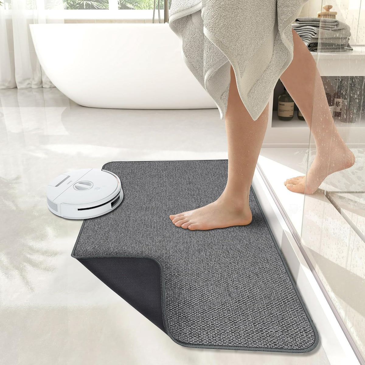 Bath Mat,Ultra Thin Bathroom Runner Rugs,Large Bath Mats for Bathroom,Quick Dry,Non-Slip,Machine