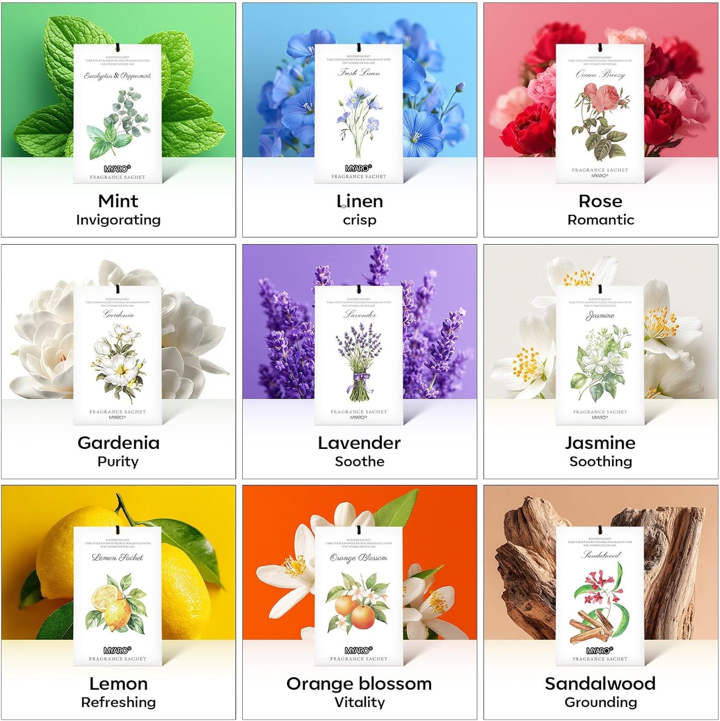 MYARO 12 Packs Lavender Scented Sachets Air Freshener for Drawer and Closet, Long-Lasting Sachets