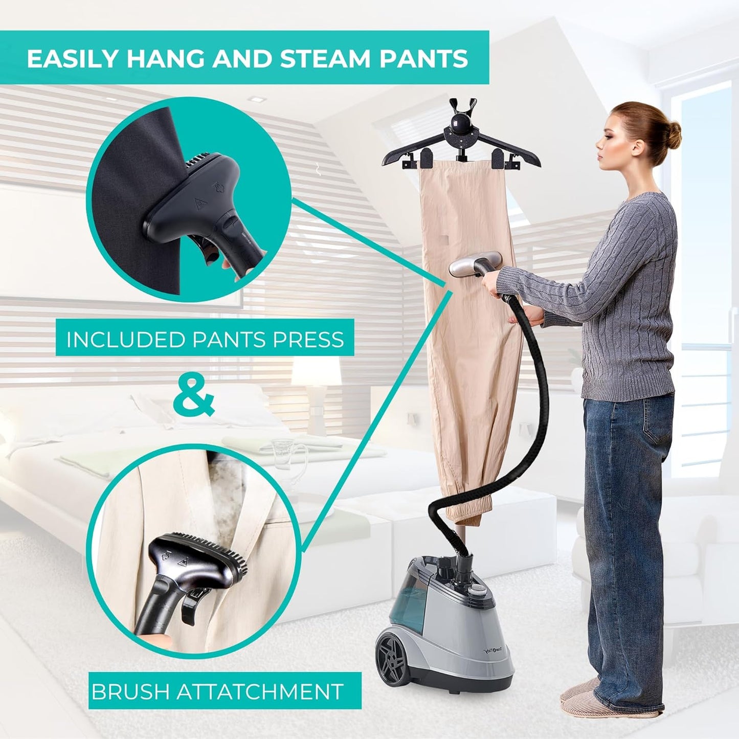 True & Tidy® Commercial Garment Steamer – Heavy Duty 1800W for Home & Commercial Use, 90+ Min
