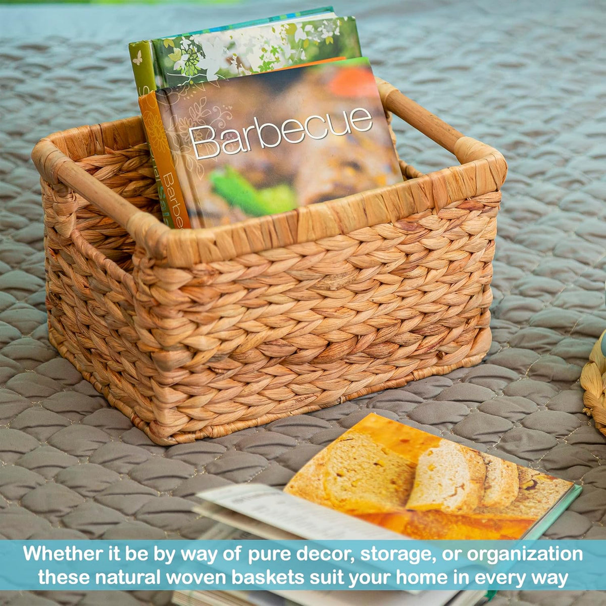 Small Wicker Baskets for Organizing Bathroom, Hyacinth Baskets for Storage, Wicker Storage Basket