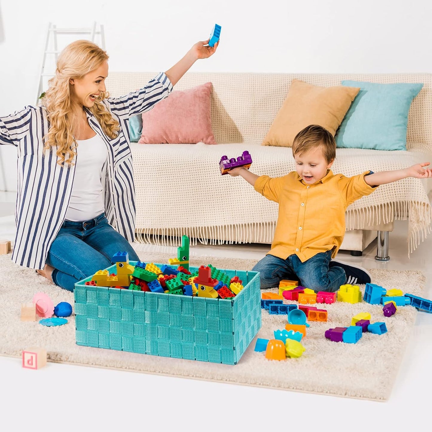 Woven Storage Baskets, Storage Bins, Cube Basket Container Baskets Storage Boxes Organizers for
