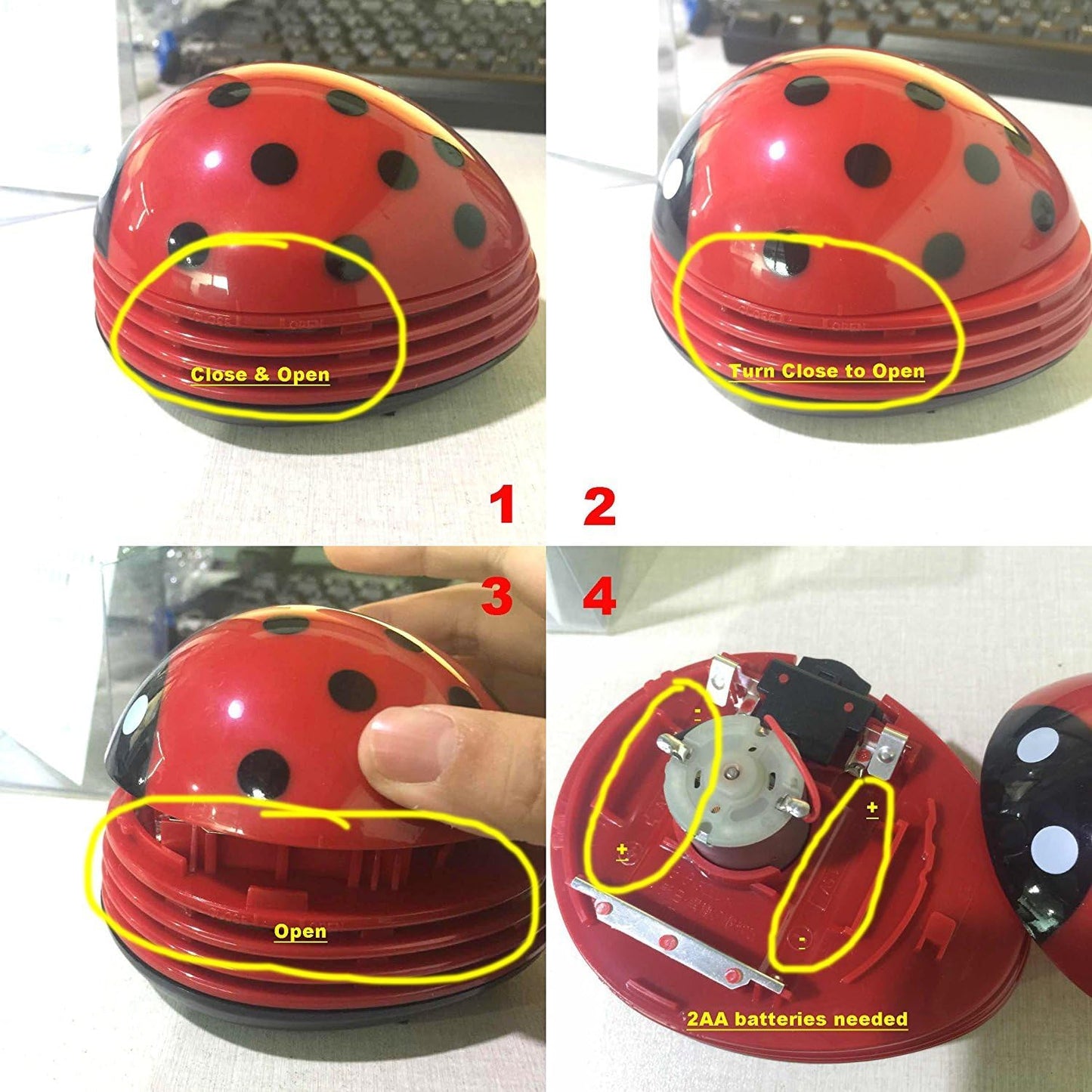 E ECSEM Mini Portable Handheld Cordless Tabletop Crumb Sweeper Desktop Dust Vacuum Cleaner Cute