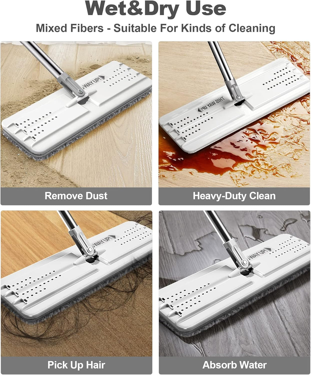 JOYMOOP Flat Mop Pads, Microfiber Mop Cleaning Pads, Washable Pads, Pads Replacement Flat Mop or
