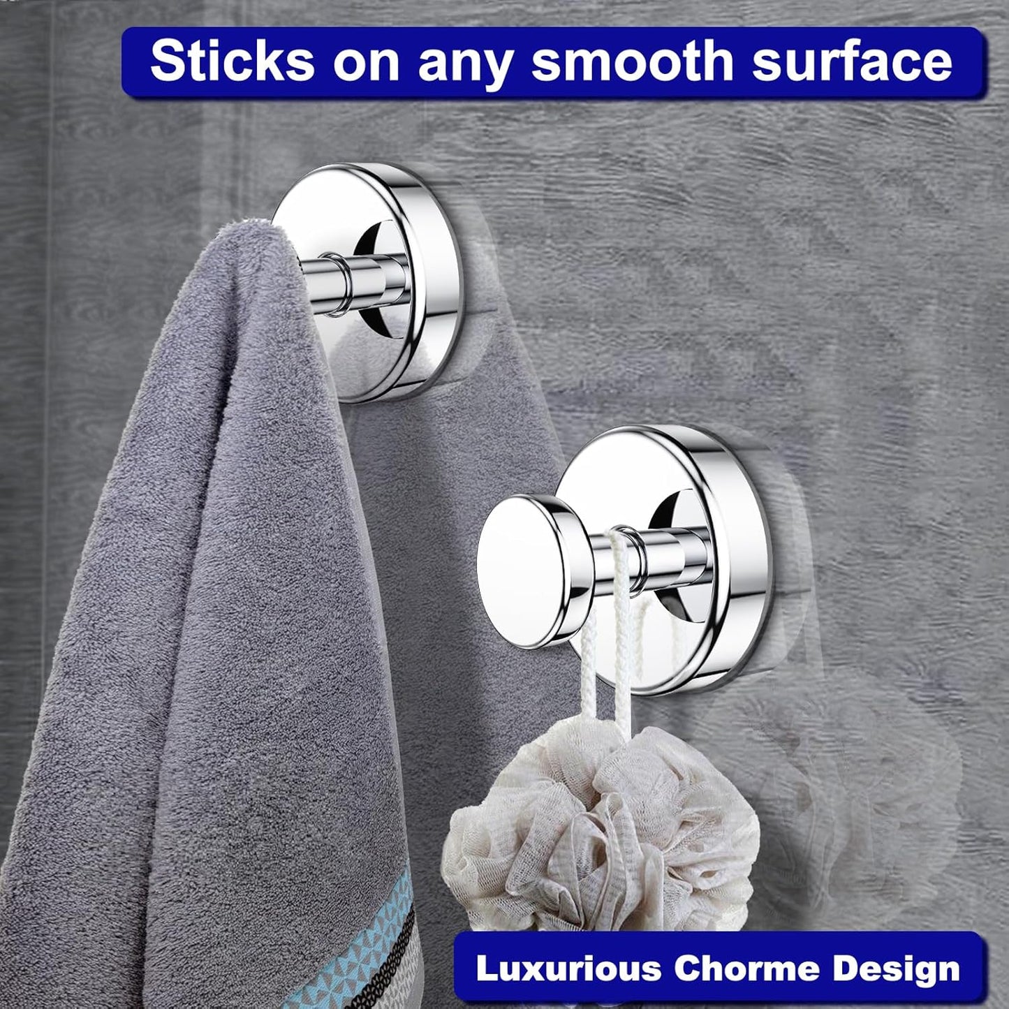Suction Cup Hooks for Shower, Removable Towel Hooks for Bathroom Window Glass Door Wall, Bath Robe