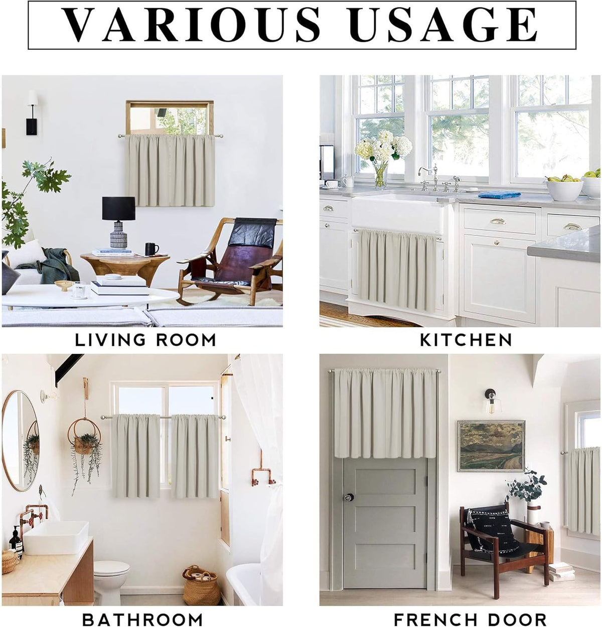 RYB HOME Blackout Short Cafe Curtains, Privacy Light Block Small Window Curtains for Bedroom