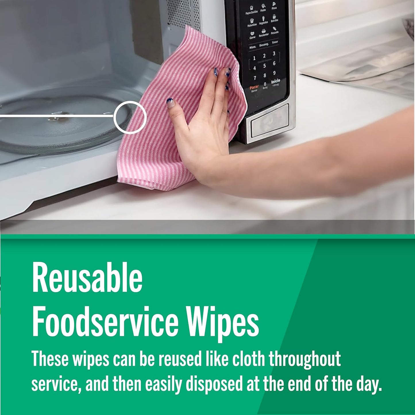 Fresh Towel Foodservice Reusable Paper Towels - 1/4 Fold, 13 x 20 inches - Pink Straight Line