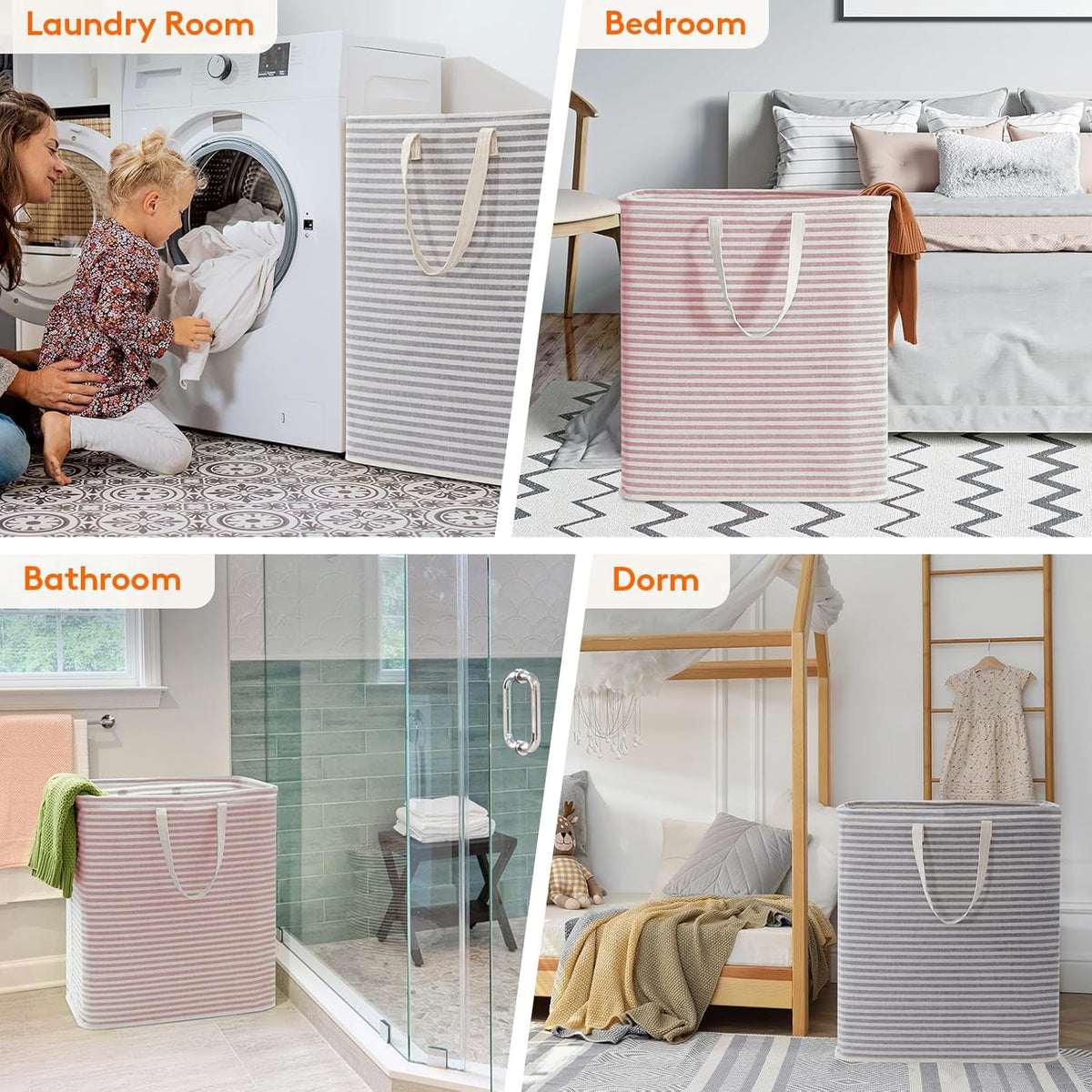 Lifewit 2 Pack Laundry Hamper Large Collapsible Laundry Basket, Freestanding Waterproof Cloth