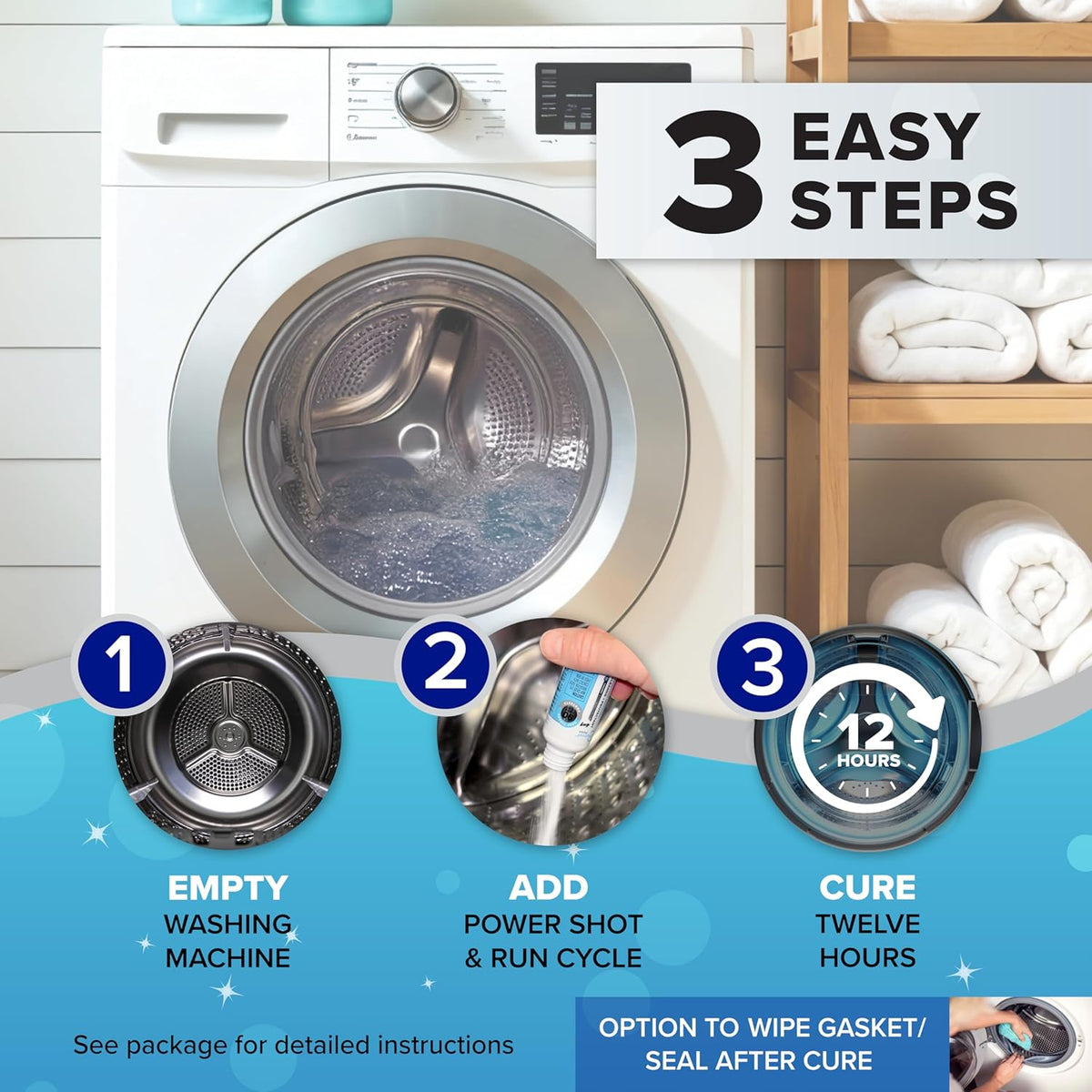 Lifeproof 4-IN-1 Washing Machine Cleaner - Up to 90 Days of Protection Against Odors & Grime