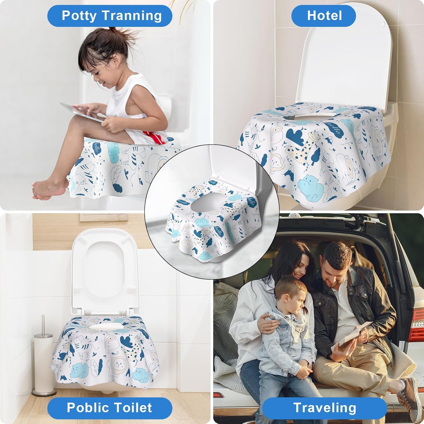 20 PCS Disposable Toilet Seat Covers, Extra Large Portable Potty Seat Covers for Toilet, Bathroom