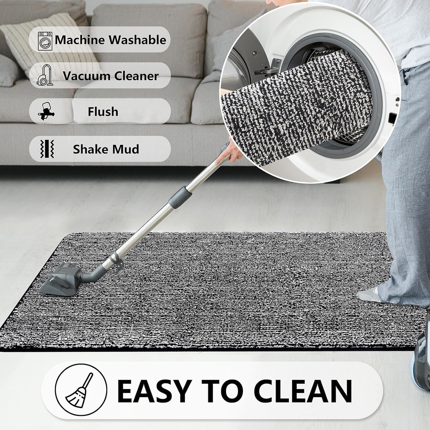 REFETONE Indoor Doormat, Front Door Mat 32"x40" Absorbent Rubber Backing Non Slip Back Door Mats