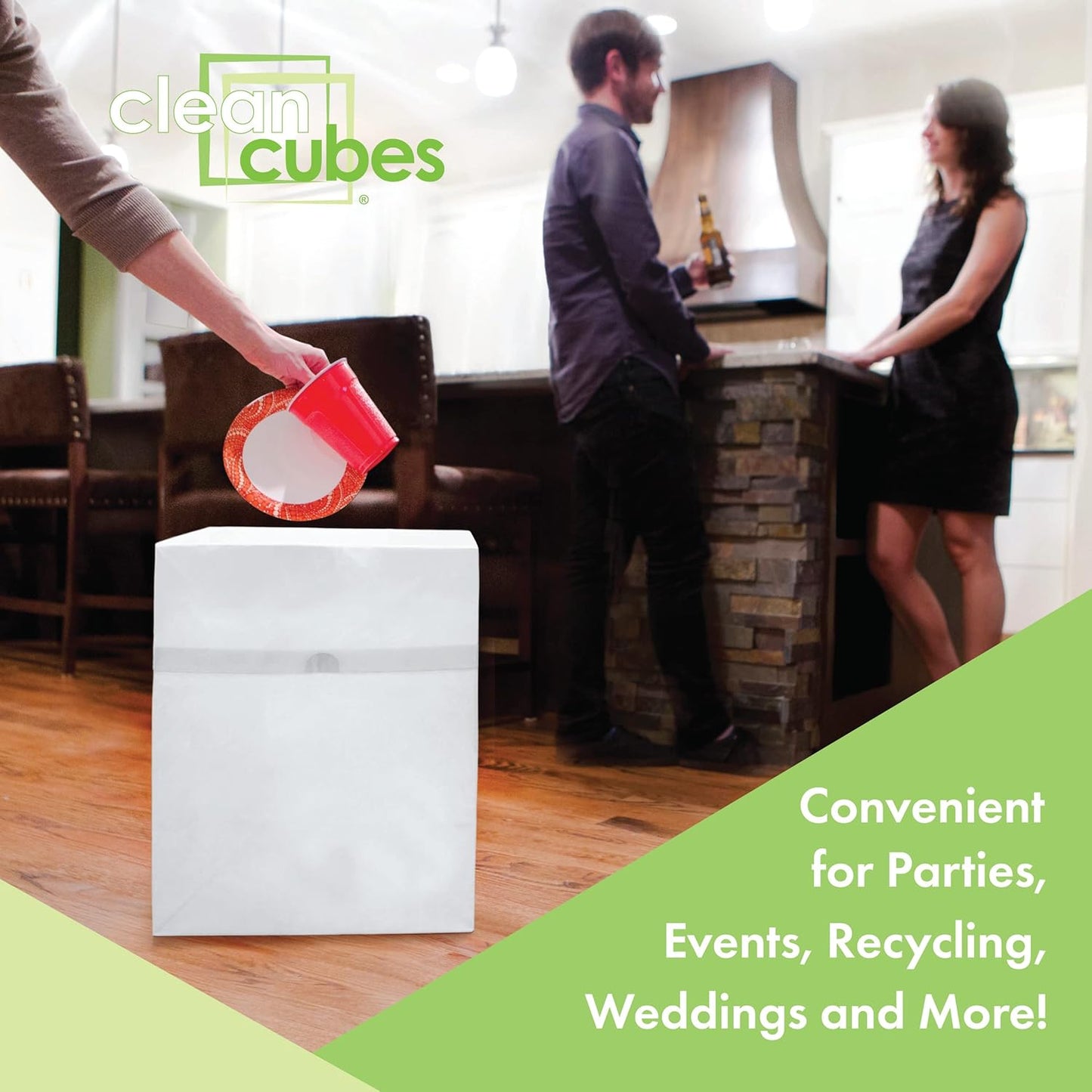 13 Gallon Disposable Pop-Up Trash Cans (3-Pack) with Fitted Bags – Foldable Garbage & Recycling