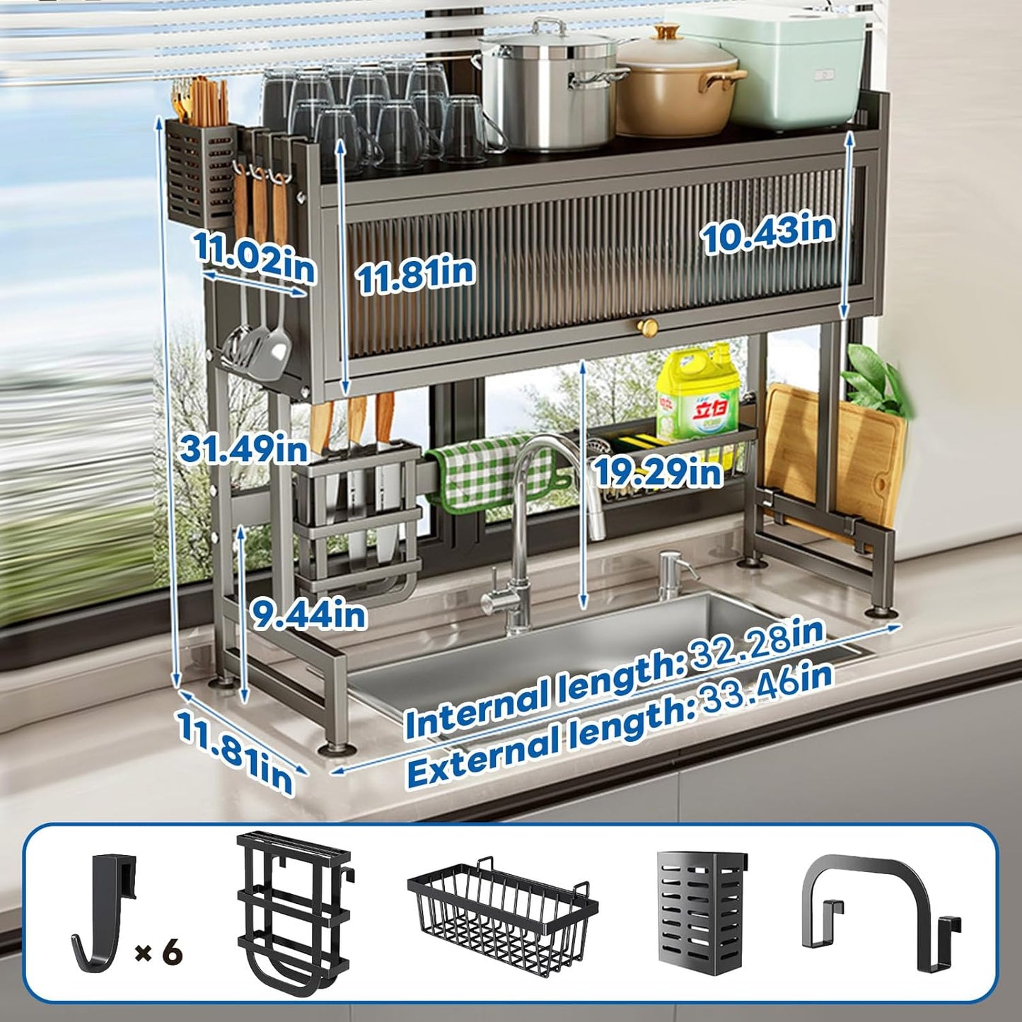 Over the Sink Dish Drainer Drying Rack 3 Tier Over Sink Dish rack for a Tidy Kitchen Sink Shelf