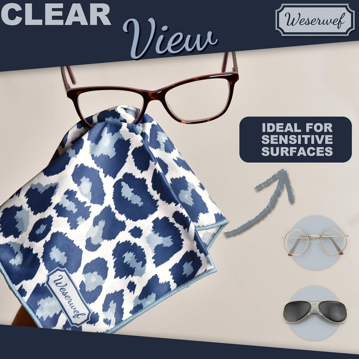 WESERWEF Design Microfiber Glasses Cleaning Cloth – Premium Cleaning Cloth for Eyeglasses, Screens