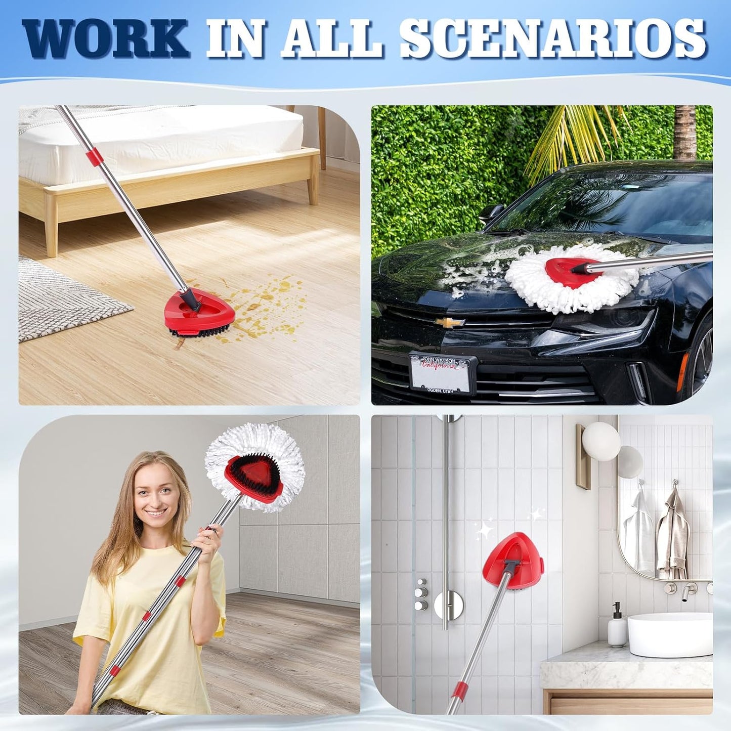 4 Pack Spin Mop Replacements Head Compatible with Oceda EasyWring 1-Tank System,Microfiber Spin Mop