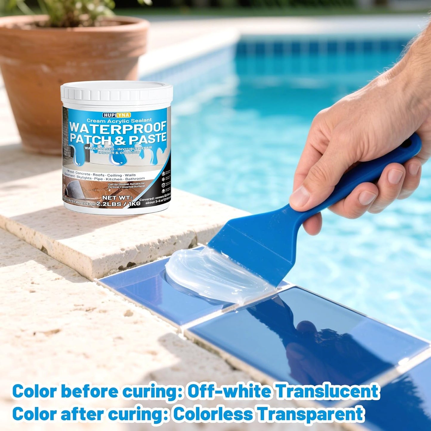 Waterproof Patch & Seal Rubberized Sealant Paste, 2.2lbs Anti-Leakage Clear Waterproof Paste