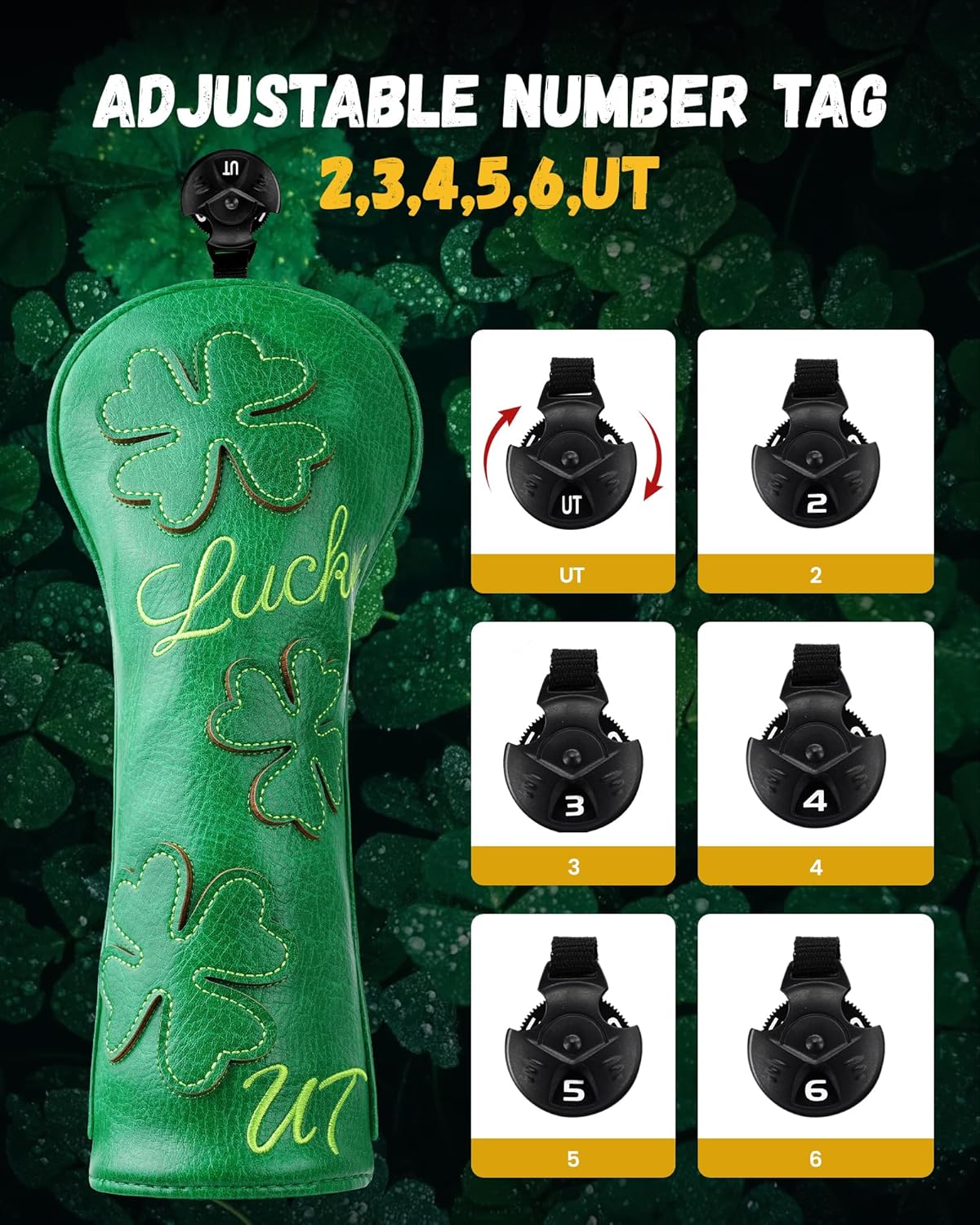 Golf Headcovers Golf Club Head Covers Four Leaf Clover Good Luck Charm - Clover Style Premium